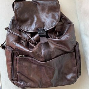 APC dark brown leather backpack